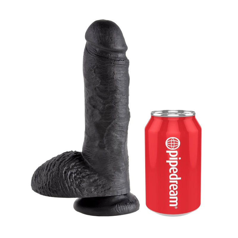 King Cock 8 In Cock W-balls Black Pipedream Products Dildos