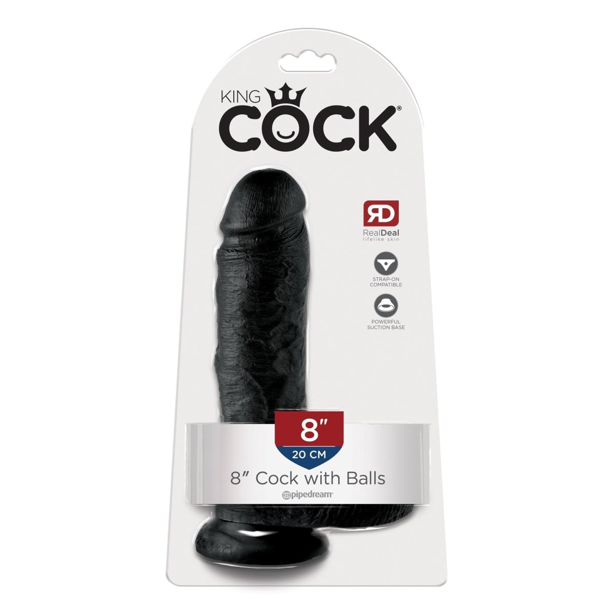King Cock 8 In Cock W-balls Black Intimates Adult Boutique