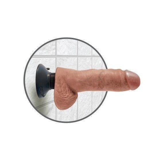 King Cock 8 In Vibrating Tan W- Balls Pipedream Products Sextoys for Women