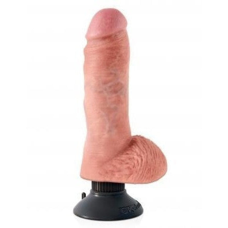 King Cock 8in Cock W-balls Flesh Vibrating Pipedream Products Dildos