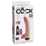 King Cock 9 In Squirting Cock W- Balls Light Intimates Adult Boutique