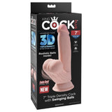 King Cock Plus 7 In Triple Density Cock W- Swinging Balls Light Intimates Adult Boutique