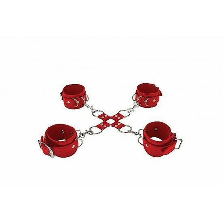 Leather Hand & Legcuffs Red Intimates Adult Boutique