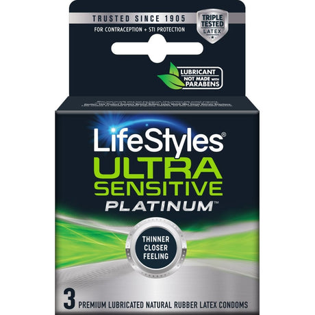 Lifestyles Ultra Sensitive Platinum 3pk Intimates Adult Boutique