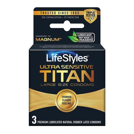 Lifestyles Ultra Sensitive Titan 3pk Intimates Adult Boutique