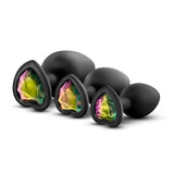 Luxe Bling Plugs Training Kit Black W-rainbow Gems Intimates Adult Boutique