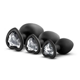 Luxe Bling Plugs Training Kit Black W-white Gems Intimates Adult Boutique