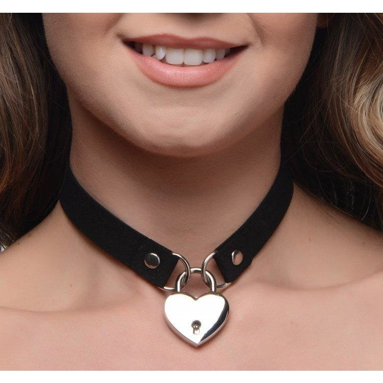 Master Series Lock-it Heart Lock & Key Choker Intimates Adult Boutique