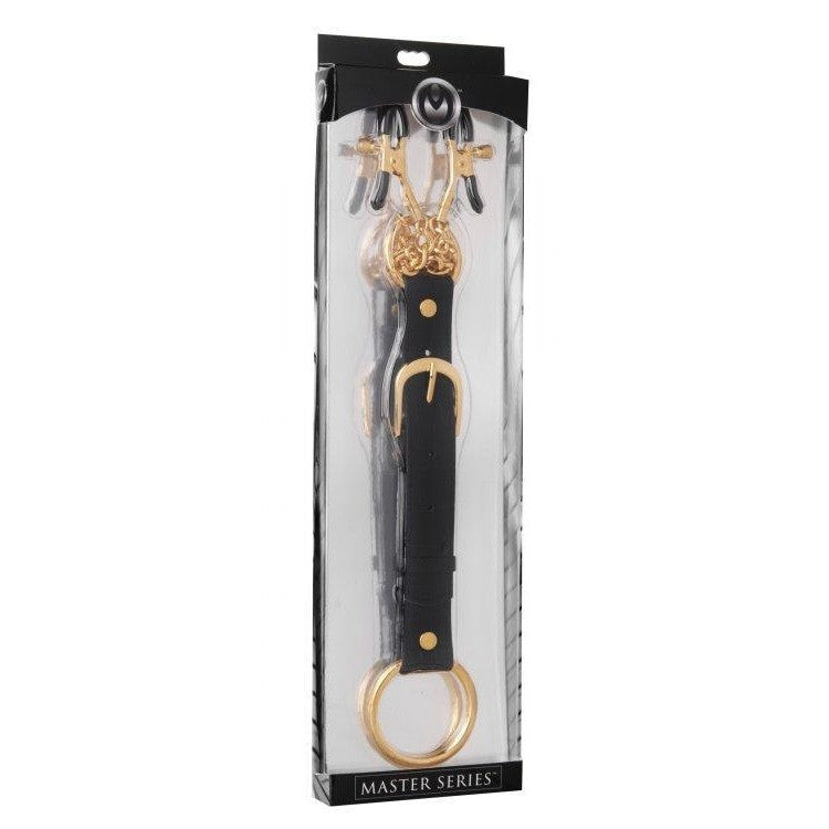 Master Series Penitentiary Nipple Clamps & Cock Ring Set Gold Intimates Adult Boutique
