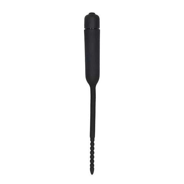 Silicone Vibrating Bullet Plug W- Beaded Tip Urethral Sounding Black Intimates Adult Boutique