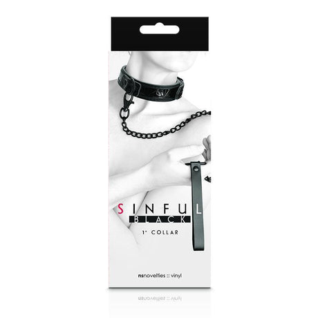 Sinful 1in Collar Black Intimates Adult Boutique