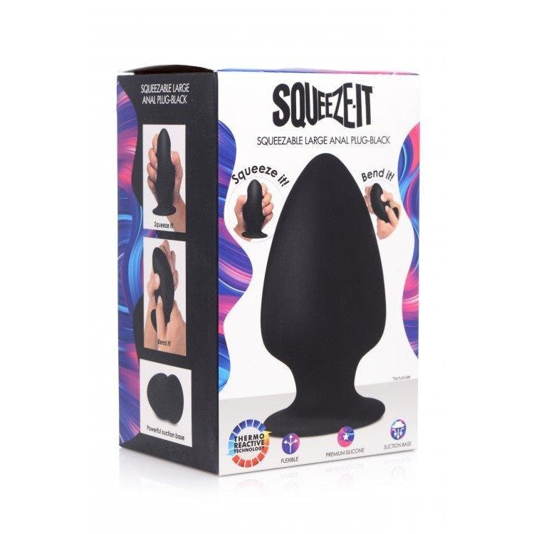 Squeeze-it Silexpan Anal Plug Large Black Intimates Adult Boutique
