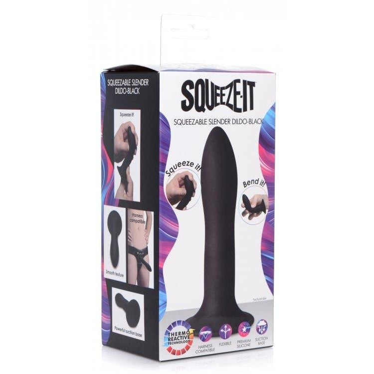Squeeze-it Slender Dildo Black Intimates Adult Boutique