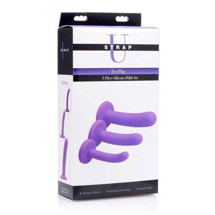 Strap U Tri Play 3 Pc Silicone Dildo Set Purple Intimates Adult Boutique