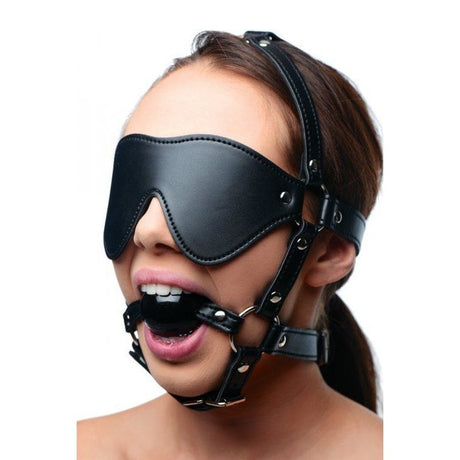 Strict Eye Mask Harness W- Ball Gag Intimates Adult Boutique