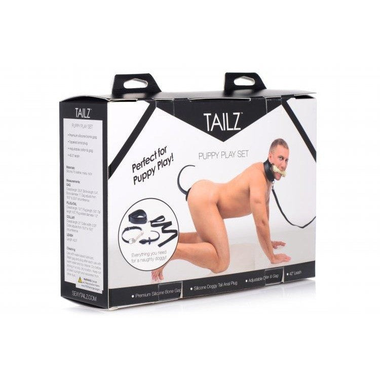 Tailz Puppy Play Set Silicone Bone Gag Tail Anal Plug & Collar Intimates Adult Boutique