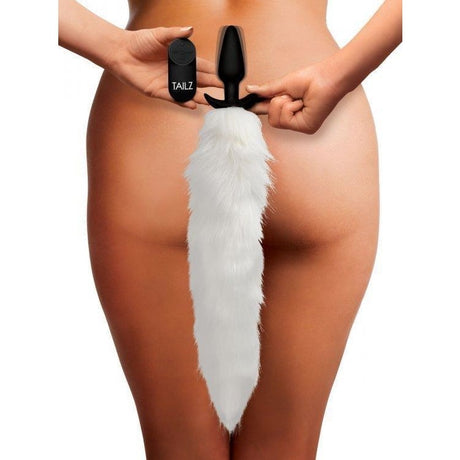 Tailz Vibrating White Fox Tail Slender Anal Plug Intimates Adult Boutique