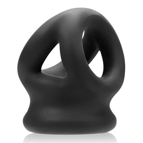 Tri Squeeze Cocksling Ball Stretcher Oxballs Silicone Tpr Blend Black Ice Intimates Adult Boutique