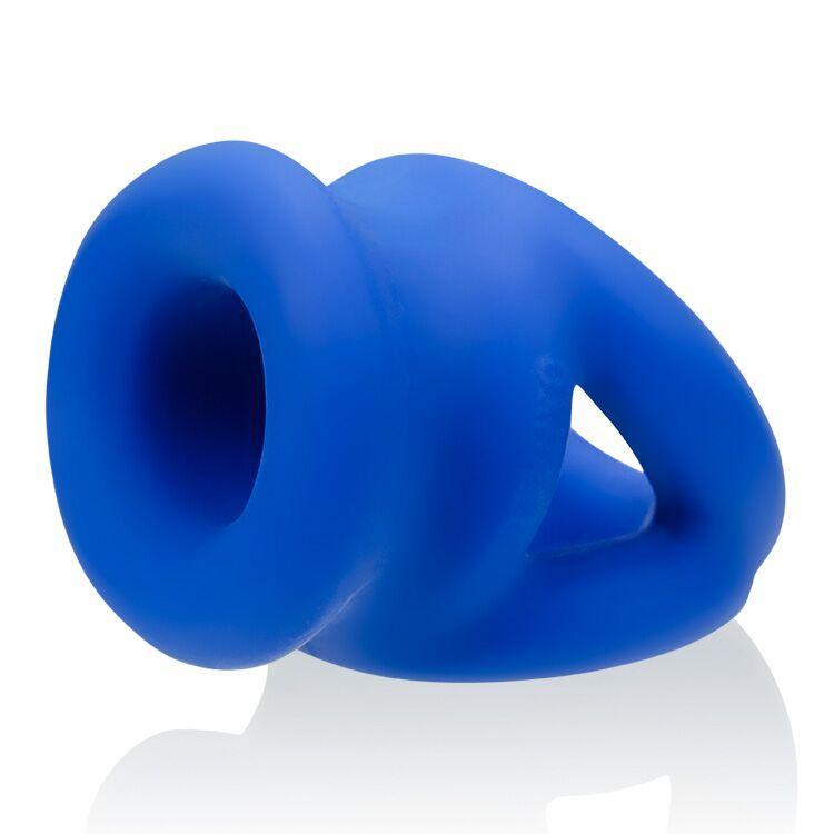 Tri Squeeze Cocksling Ball Stretcher Oxballs Silicone Tpr Blend Cobalt Ice Intimates Adult Boutique