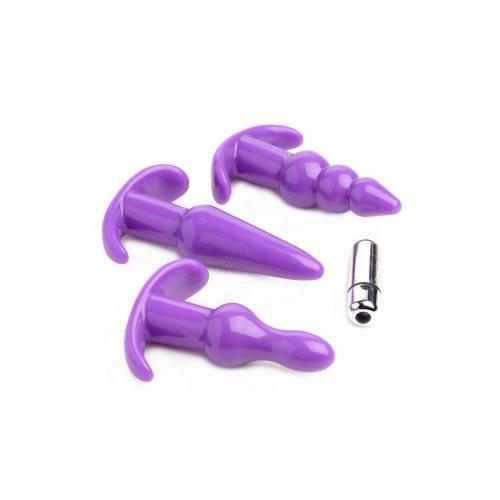 Trinity Vibes 4 Pc Vibrating Anal Plug Set Purple XR Brands Anal Toys