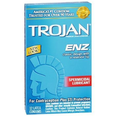 Trojan Enz Spermicidal 12 Pack Intimates Adult Boutique