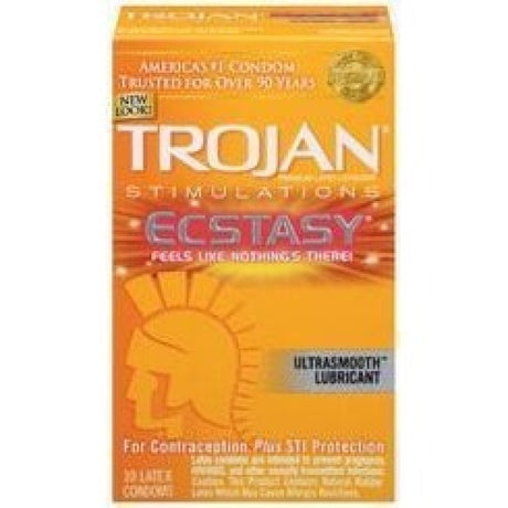 Trojan Ultra Ribbed Ecstasy 10 Pack Intimates Adult Boutique