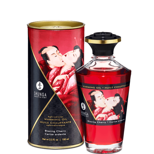 Warming Massage Oil Cherry 3.5 Oz Shunga Body Lotions