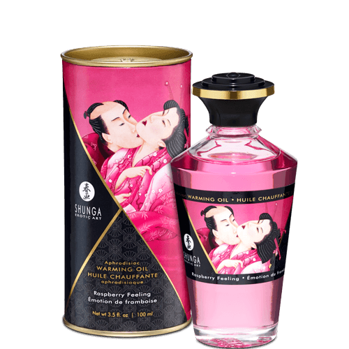 Warming Massage Oil Raspberry 3.5 Oz Shunga Bath & Body